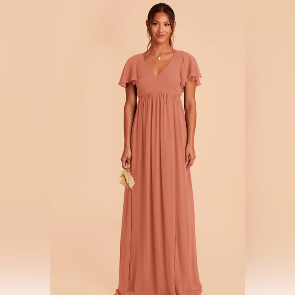 Birdy Grey Hannah Empire Chiffon terra-cotta maxi bridesmaid dress